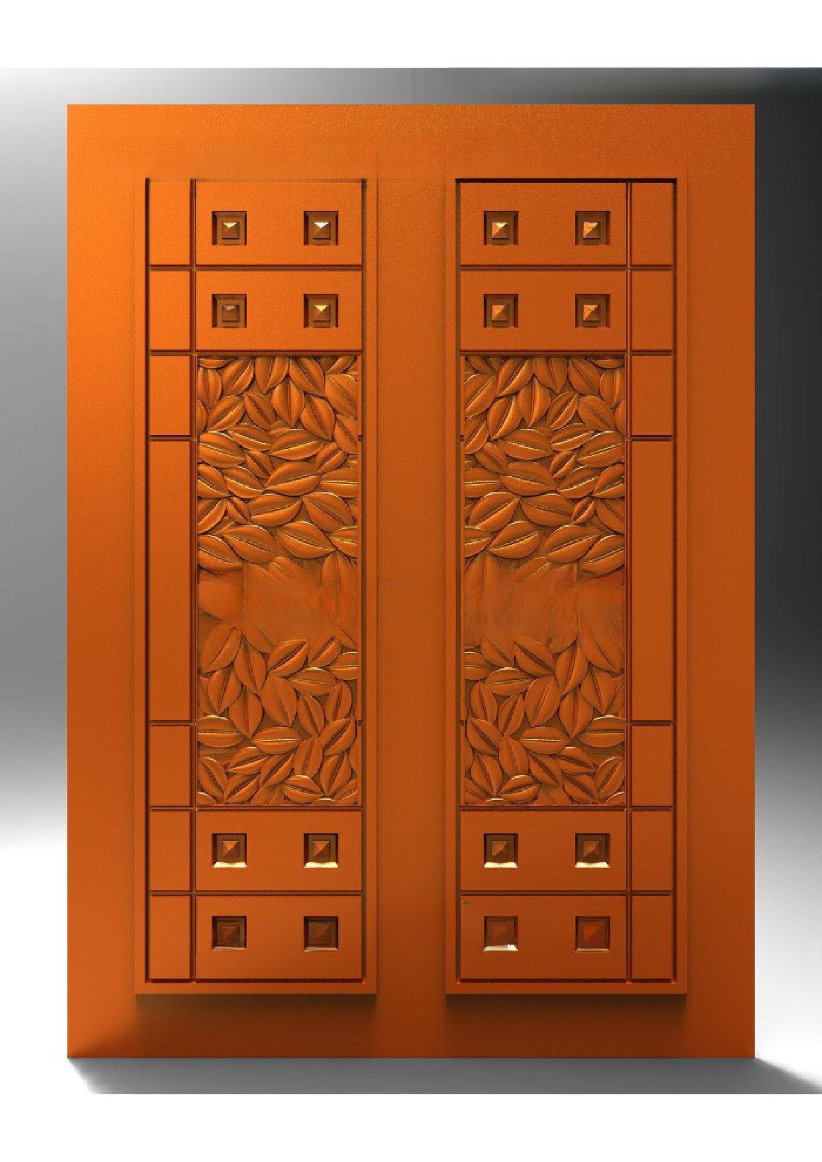 GSK NEW YEAR DOORS - PAGE-28 Floral Leaf Pattern Double Door 3D Model